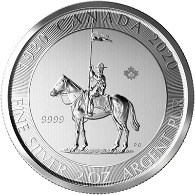 A picture of a 2 oz 100th Anniversary Silver Royal Canadian Mounted Police (2020)